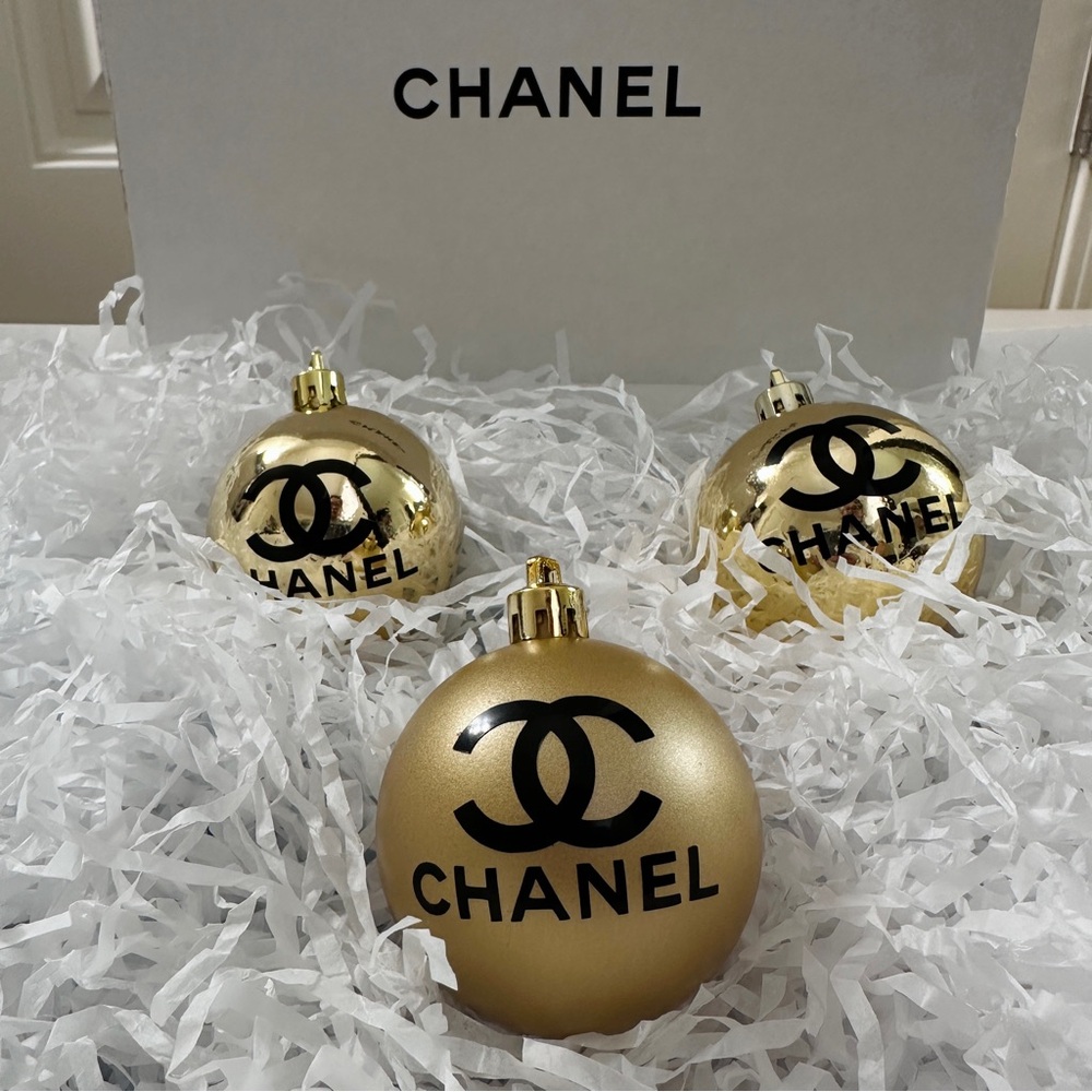 Gold Chanel Christmas Ornaments